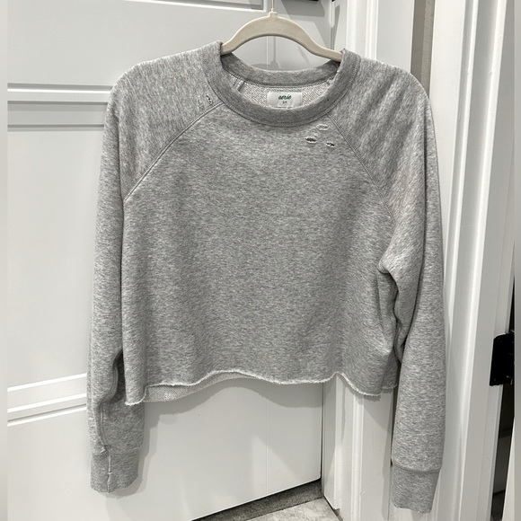 aerie Tops - Aerie Sunday Soft Cropped Distressed Pullover Sweatshirt